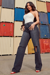 Go All Cut Out Slouch Fit Jeans - Black Ins Street